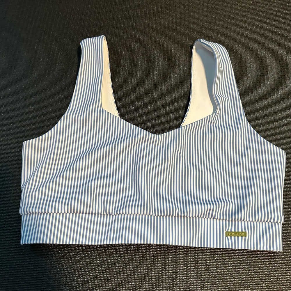 Cleo Harper Blue Stripe Bralette - Womens sports bra